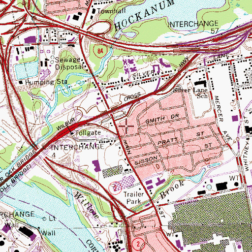 Topographic Map of East Hartford Shopping Center, CT