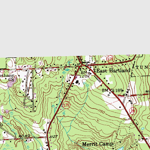 Topographic Map of East Hartland Post Office, CT