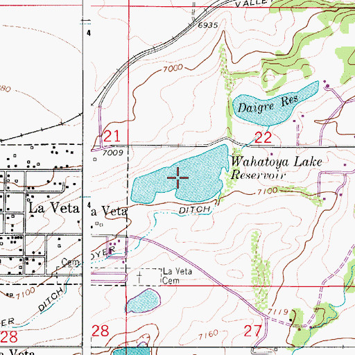 Topographic Map of Wahatoya Lake Reservoir, CO