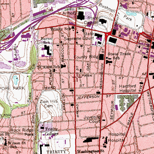 Topographic Map of Emanuel Church, CT