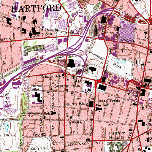 Topographic Map of Emanuel Lutheran Church, CT