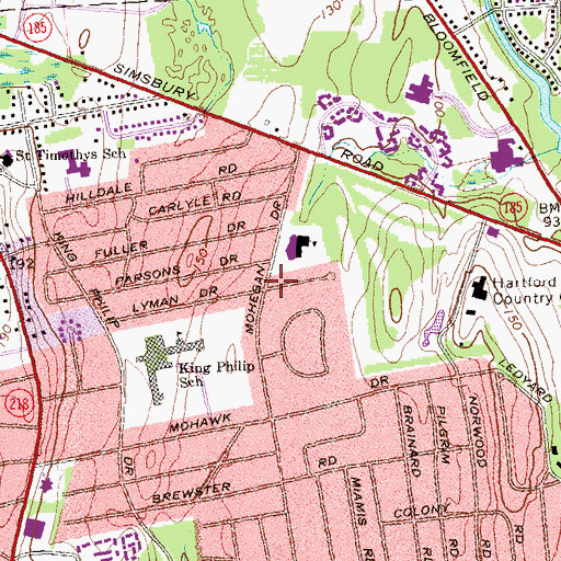 Topographic Map of Emanuel Synagogue, CT