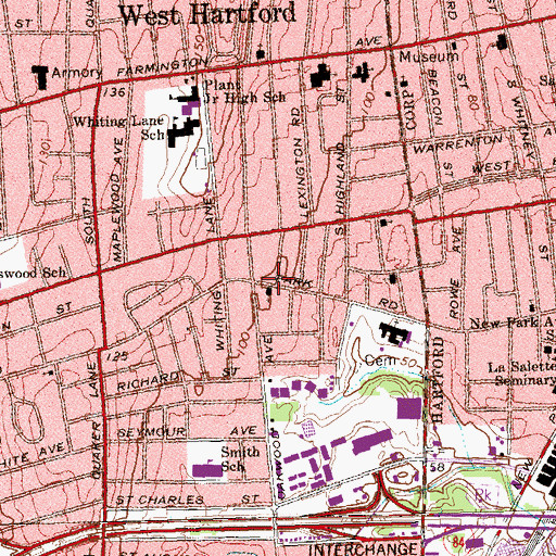 Topographic Map of Emmanuel Assembly of God Church, CT