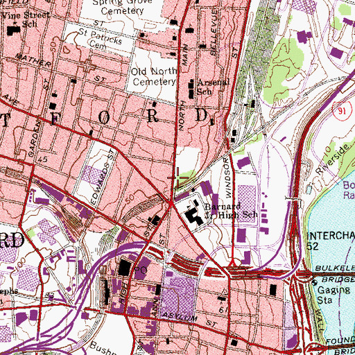 Topographic Map of Engine Company 2 Fire Station, CT