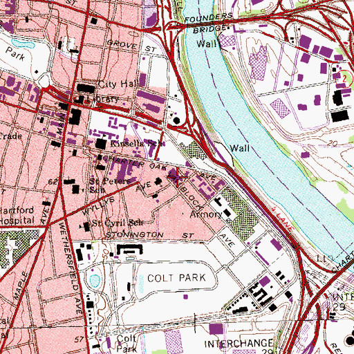 Topographic Map of Engine Company 6 Fire Station, CT