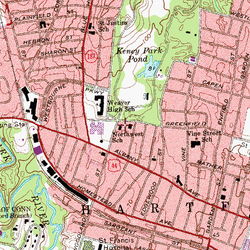 Topographic Map of Faith Seventh Day Adventist Church, CT