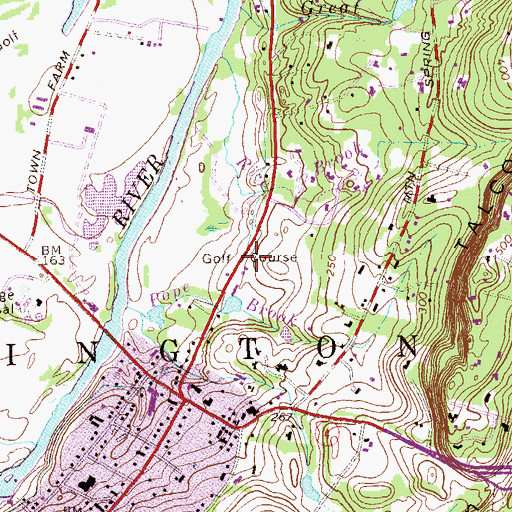 Topographic Map of Farmington Country Club, CT