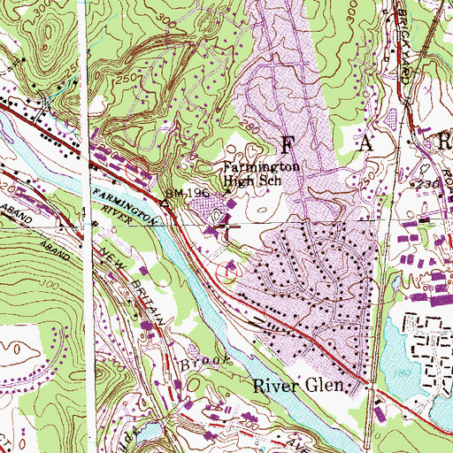 Topographic Map of Farmington High School, CT