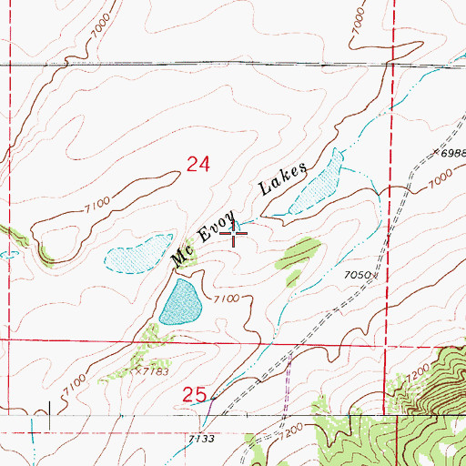 Topographic Map of McEvoy Lakes, CO