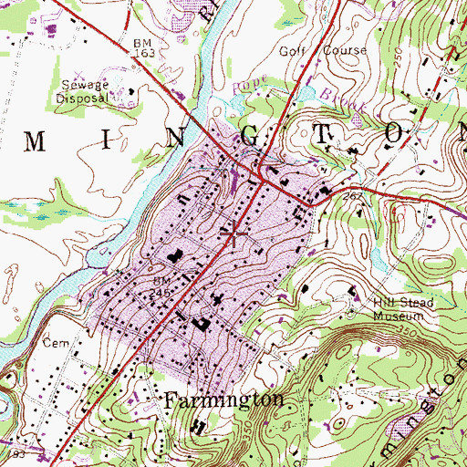 Topographic Map of Farmington Historic District, CT