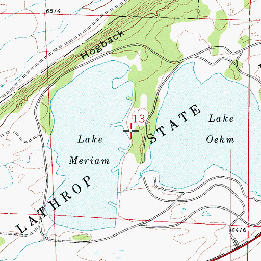 Topographic Map of Lathrop State Park, CO