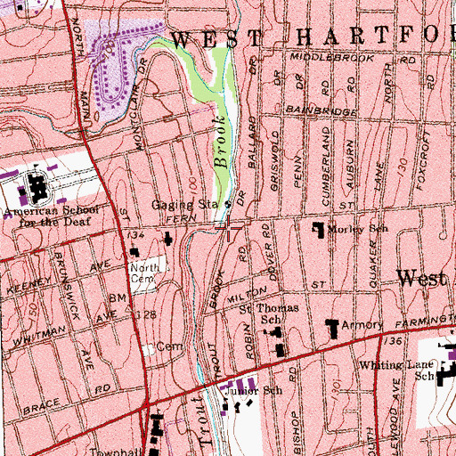 Topographic Map of Fernridge Place, CT
