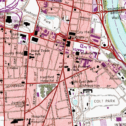 Topographic Map of Hartford Fire Department Company 1, CT