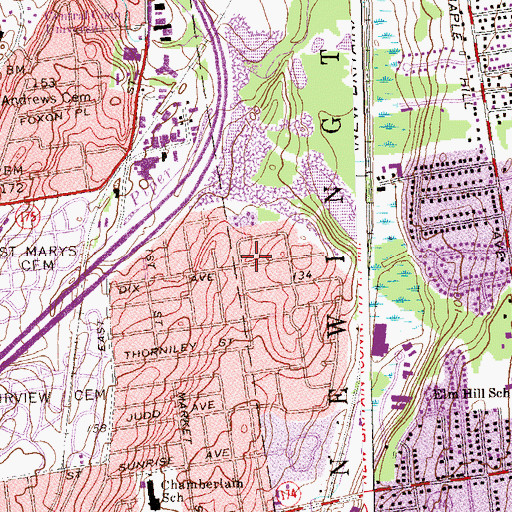 Topographic Map of Newington Volunteer Fire Department Company 4, CT
