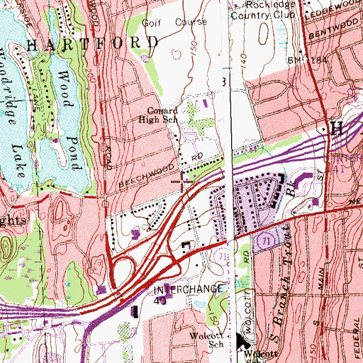 Topographic Map of West Hartford Fire Department Station 5, CT