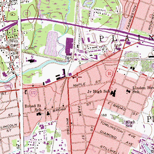 Topographic Map of First Baptist Church, CT