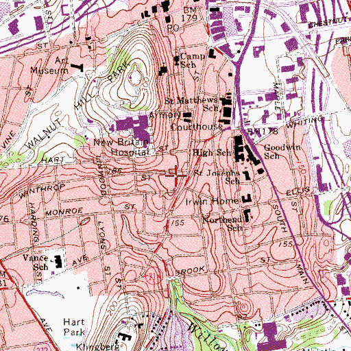 Topographic Map of First Church of Christ, CT