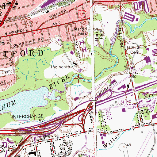 Topographic Map of First Congregational Church of East Hartford, CT