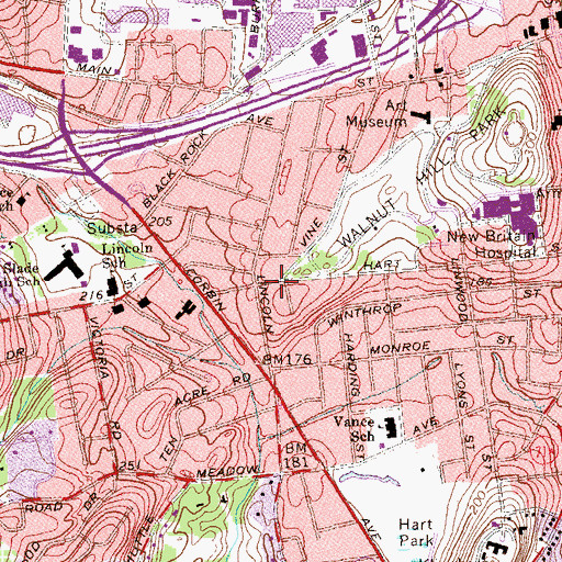 Topographic Map of First Polish Baptist Church, CT