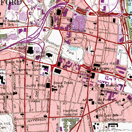 Topographic Map of First Presbyterian Church, CT