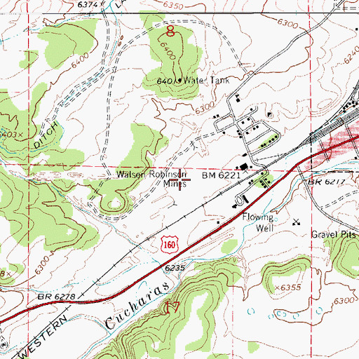 Topographic Map of Walsen Robinson Mines, CO