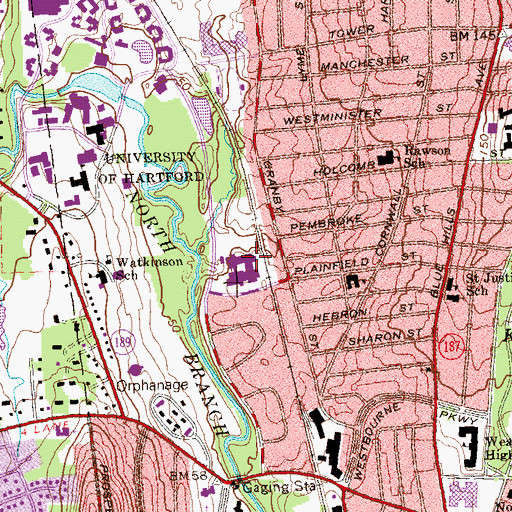 Topographic Map of Fisher Elementary School, CT