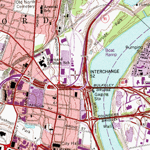 Topographic Map of Footguard Hall, CT