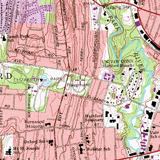 Topographic Map of Forster Heights Playground, CT