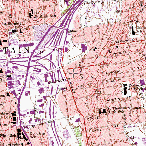 Topographic Map of Fountain of Life Community Church, CT