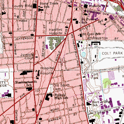 Topographic Map of Franklin Green, CT