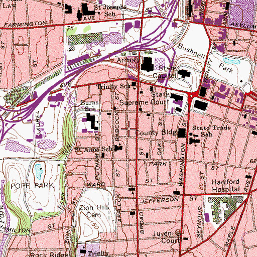 Topographic Map of Frog Hollow Historic District, CT