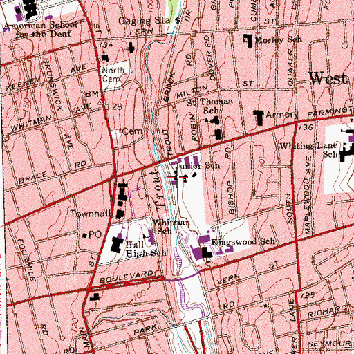Topographic Map of Gengras Planetarium, CT