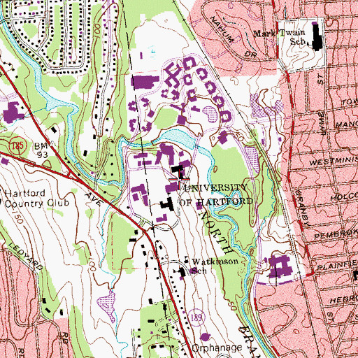 Topographic Map of Gengras Studen Union, CT