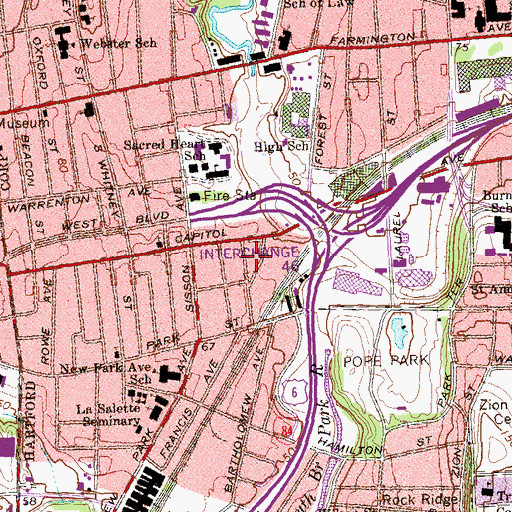 Topographic Map of George H Day Playground, CT