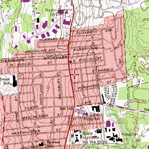 Topographic Map of Gethesemane Church of God, CT