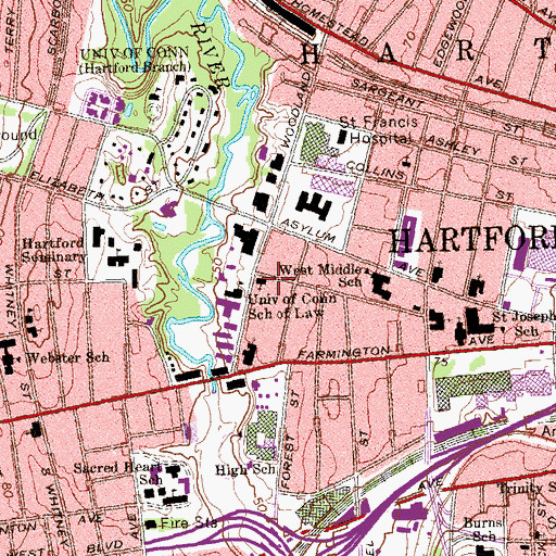 Topographic Map of Grace Lutheran Church, CT