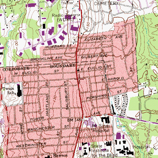 Topographic Map of Gravel Hill School, CT