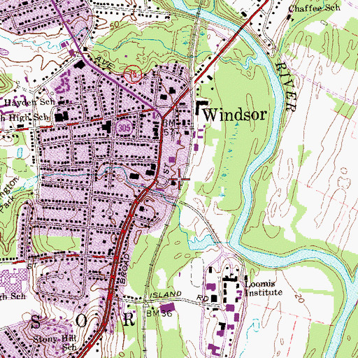 Topographic Map of Greater Episcopal Church of Windsor, CT