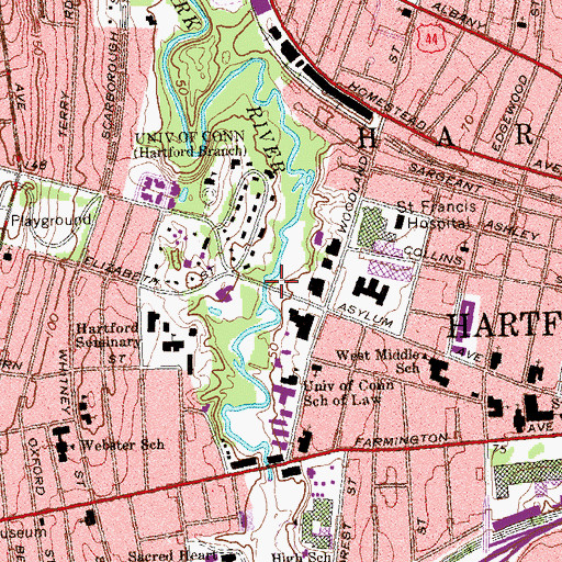 Topographic Map of Gurney Bridge, CT