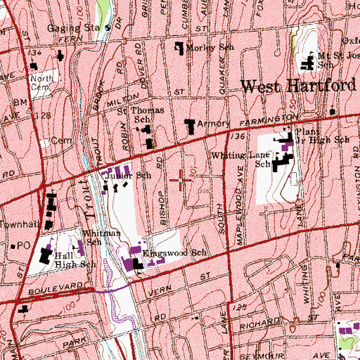 Topographic Map of Hamilton Hill, CT