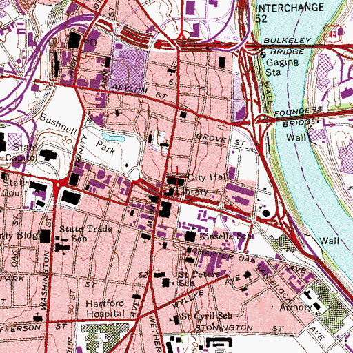 Topographic Map of Hartford City Visitors Center, CT