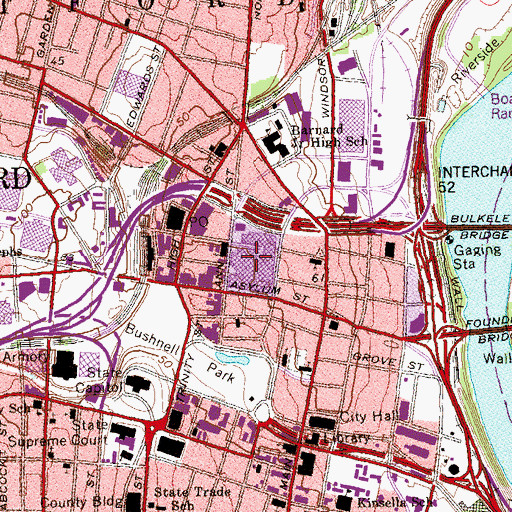 Topographic Map of Hartford Civic Center, CT