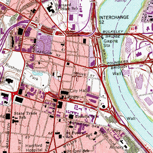 Topographic Map of Hartford Club, CT