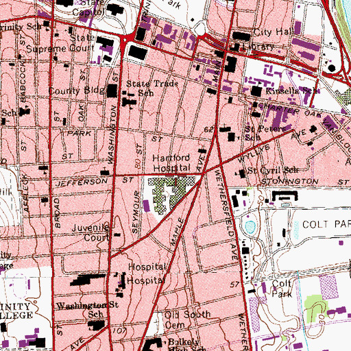 Topographic Map of Hartford Hospital Health Sciences Library, CT