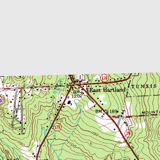 Topographic Map of Hartland Second Congregational Church, CT