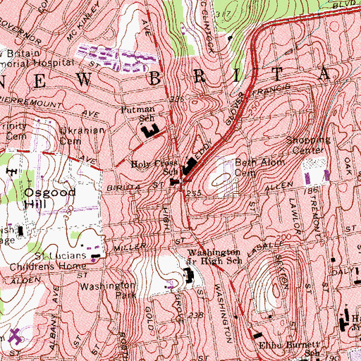 Topographic Map of Holy Cross Church, CT