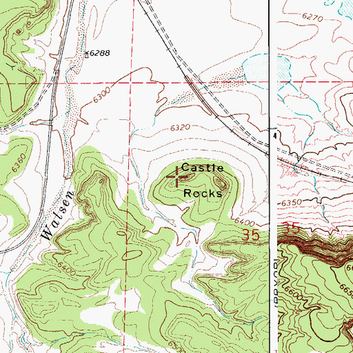 Topographic Map of Castle Rocks, CO