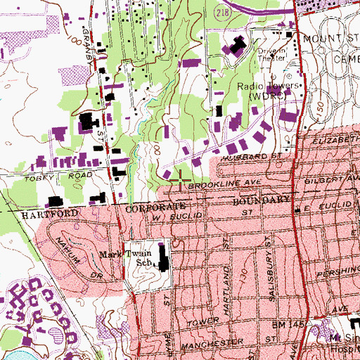 Topographic Map of Hubbard Street Tot Lot, CT