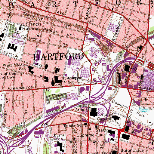 Topographic Map of Iglesia Cristiana Adonay, CT