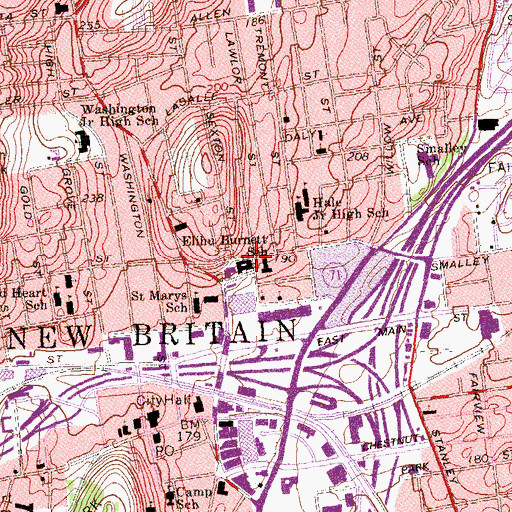 Topographic Map of Iglesia De Dios Pentecostes, CT